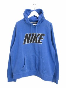 【中古】ナイキ NIKE ビッグロゴ プルオーバー パーカー XL ブルー 長袖 トップス メンズ