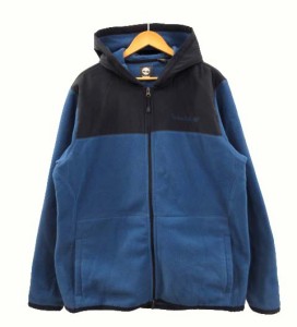 【中古】ティンバーランド Timberland フリース パーカー ジャケット 2トーン ネイビー ブラック XL メンズ