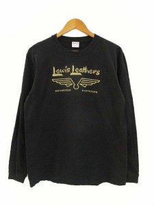 【中古】ルイスレザー LEWIS Leathers AVIAKIT 長袖Tシャツ ロンT ロゴプリント ブラック 黒 M メンズ