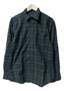 【中古】フレッドペリー FRED PERRY チェック柄 長袖シャツ M グリーン トップス メンズ