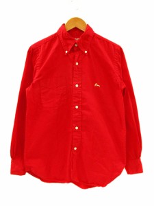 【中古】エヴィス EVISU ボタンダウンシャツ 長袖シャツ カモメ レッド 赤 38 メンズ