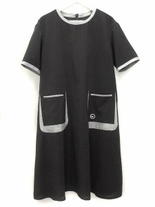 【中古】センソユニコ t.b2 ワンピース 千鳥格子 切替 40 ブラック 黒 2021年 半袖 レディース