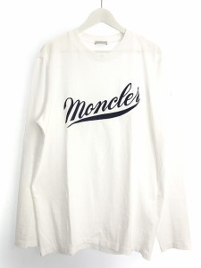 【中古】モンクレール MONCLER ロゴ 刺繍 ロングスリーブ Tシャツ L ホワイト 白 2023SS トップス 長袖 ロンT