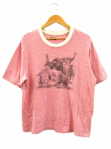 【中古】マーティーアンドサンズ MAATEE&SONS Tシャツ アニマルプリント ピンク メンズ
