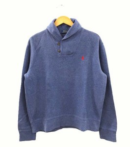 【中古】ポロ ラルフローレン POLO RALPH LAUREN ショールカラー フレンチリブ スウェット ブルー M メンズ