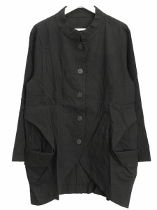 【中古】ジウ 慈雨 変形 ポケット ジャケット 40 ブラック 黒 アウター 上着 コート センソユニコ 綿 紙 シルク