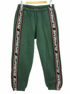 【中古】シュプリーム SUPREME Text Rib Sweat Pants テキストリブ スウェットパンツ M グリーン 緑 ボトムス ☆AA★