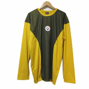 【中古】未使用品 ナイキ STEELERS NFL タグ付Tシャツ 長袖 ラグビー ウエア スポーツウエア ワッペン L 黒 黄 IBO41