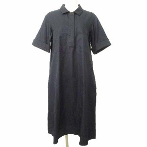 【中古】ジルサンダー NAVY 美品 19SS シャツ ワンピース ロング 半袖 五分袖 Aライン フレア 34 ネイビー レディース