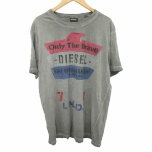 【中古】ディーゼル DIESEL Tシャツ カットソー 半袖 ヴィンテージ加工 M グレー ■GY09 メンズ