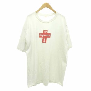 【中古】シュプリーム SUPREME cross box logo tee Tシャツ 半袖 ロゴ プリント 薄手 Lサイズ 白 ホワイト メンズ