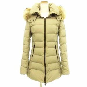 【中古】タトラス TATRAS 17AW セラミカ ダウンコート ラクーンファー ジャケット 03 約Lサイズ ベージュレディース