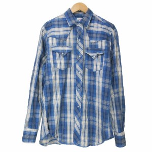 【中古】リーバイス ビンテージ クロージング LEVI'S VINTAGE CLOTHING ネルシャツ 長袖 ウエスタン チェック L ブルー