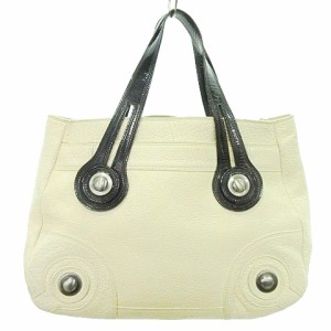 【中古】マルニ MARNI レザー トートバッグ 丸金具 ハンドバッグ アイボリー系 レディース