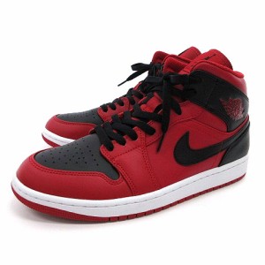 【中古】ナイキ Air Jordan 1 Mid "Reverse Bred" 554724-660 スニーカー US9 27cm 赤黒■U30 メンズ