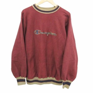 【中古】チャンピオン CHAMPION 90s 刺繍タグ トレーナー ロゴ スウェット REVERSE WEAVE リバースウィーブ XL 赤 メンズ