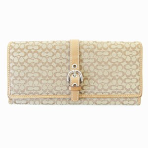 【中古】コーチ COACH キャンバス長財布 ウォレット シグネチャー 総柄 シルバー金具 茶 ブラウン 0418 ■GY14