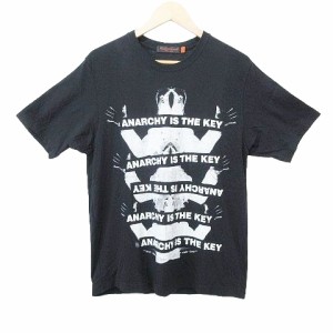 【中古】アンダーカバーイズム 美品 T期 Tシャツ カットソー 半袖 アナーキー イズ ザ キー プリント 2 約M 黒 メンズ