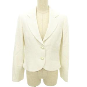♡新品未使用♡東京ソワール ホワイトテーラードジャケット11Lタグ付き　美品　絹 ♡新品未使用♡東京ソワール ホワイトテーラードジャケット11L