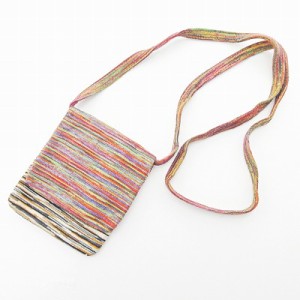 【中古】ミッソーニ MISSONI ミニショルダーバッグ サコッシュ ニット ボーダー マルチカラー 1004 レディース