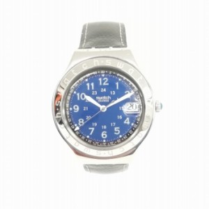 【中古】スウォッチ SWATCH irony クオーツ 腕時計 レザーベルト ネイビー文字盤 メンズ