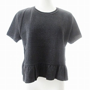 【中古】エンポリオアルマーニ EMPORIO ARMANI 美品 近年モデル ラメ ニット カットソー 半袖 フリル 黒 42 1205 レディース