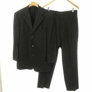 【中古】ヒューゴボス HUGO BOSS CERRUTI生地 セルッティ シングル 3B スーツ セットアップ ストライプ 46 ブラック