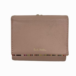 【中古】ポールスミス PAUL SMITH コンパクトウォレット 3つ折り財布 がま口 レザー ピンク系 レディース