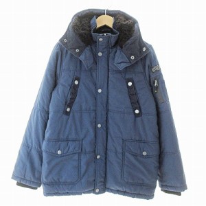 【中古】ディーゼル DIESEL キッズ 中綿 ジャケット コート フーディ ジップアップ ネイビー 紺 XXL 170〜175 1205 キッズ