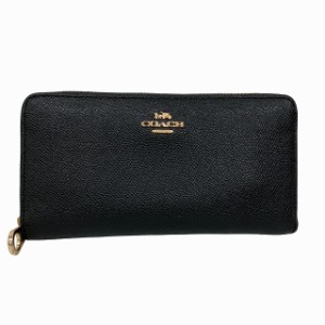 【中古】コーチ COACH C3441 長財布 ロングウォレット ラウンド 小銭入れ 札入れ レザー 黒 ブラック 1216 レディース