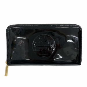 【中古】トリーバーチ TORY BURCH パテント 長財布 ロングウォレット ラウンドジップ 18169285 黒