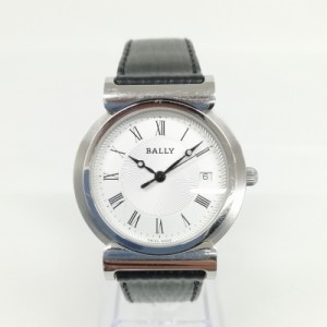 【中古】バリー BALLY ローマン デイト クオーツ 腕時計 シルバー文字盤 レザーベルト メンズ