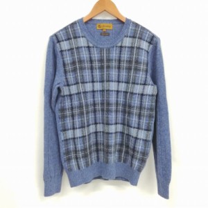 【中古】Sweaterie カシミヤニット セーター チェック ブルー M メンズ