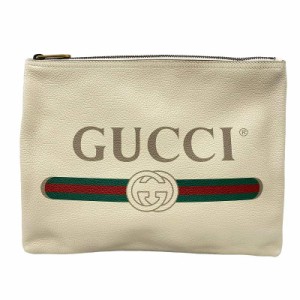 【中古】グッチ GUCCI 500981 ヴィンテージロゴ ミディアム ポートフォリオ クラッチバッグ レザー オフホワイト