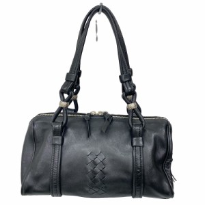 【中古】ボッテガヴェネタ BOTTEGA VENETA イントレチャート ハンドバック ミニボストンバッグ 137344 ラムスキン 黒