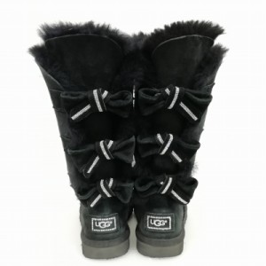 【中古】アグ UGG australia 1008148 AMELIE アメリー スワロフスキー バックリボン ムートンブーツ 23cm ブラック