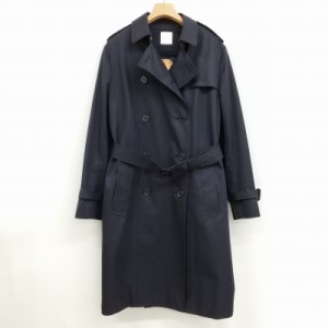 【中古】ポールスミス PAUL SMITH ピーチ柄 ライナー付き トレンチコート 42 L ネイビー レディース