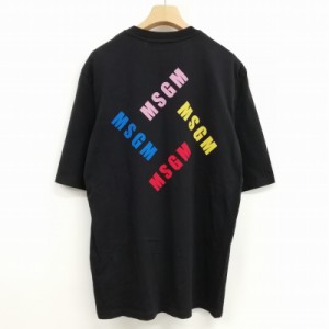 【中古】エムエスジーエム MSGM バック ロゴ プリント ポケット Tシャツ カットソー トップス 美品 XS ブラック