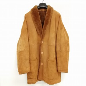 【中古】ジャンフランコフェレ GIANFRANCO FERRE ショールカラー ムートン コート ジャケット キャメル ブラウン