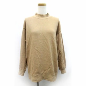 【中古】ユニクロ UNIQLO スウェットモックネックロングシャツ トレーナー 長袖 S キャメル /ZB レディース