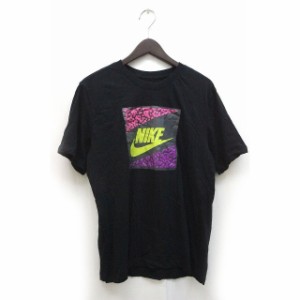 【中古】ナイキ NIKE Tシャツ プリント ロゴ 柄 半袖 L 黒 ブラック /Z メンズ