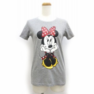 【中古】ユニクロ UNIQLO × ディズニー Disney Tシャツ ミニープリント グリッター 半袖 M 灰色 グレー /Z