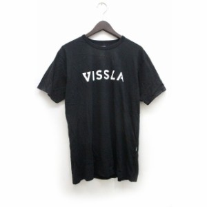 【中古】ヴィスラ VISSLA Tシャツ プリント 英字ロゴ 半袖 M 黒 ブラック /Z メンズ