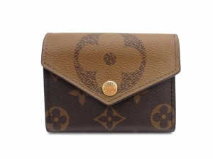 【中古】ルイヴィトン LOUIS VUITTON M80725 ポルトフォイユ ゾエ モノグラム リバース ジャイアント 三つ折りコンパクト財布 レディース