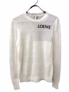 【中古】ロエベ LOEWE ロゴ リネン ニット セーター S レディース