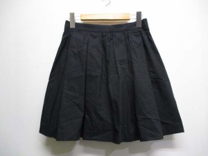 【中古】アダムエロペ Adam et Rope' タック フレア スカート 38 濃紺 ネイビー 薄手 日本製 レディース