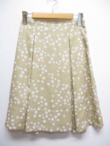 【中古】ナチュラルビューティー NATURAL BEAUTY ドット柄 フレア スカート 36 ベージュ 薄手 裏地付き 日本製