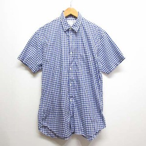 【中古】コムデギャルソンシャツ COMME des GARCONS SHIRT 美品 ギンガムチェック柄 半袖 シャツ M ブルー CDGS7GG