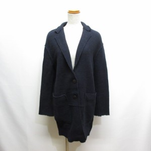 【中古】ザラ ベーシック ZARA BASIC ニット チェスター コート ジャケット XS ネイビー レディース