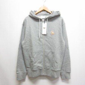 【中古】未使用品 メゾンキツネ MAISON KITSUNE ジップアップ スウェット パーカー チラックスフォックス M グレー